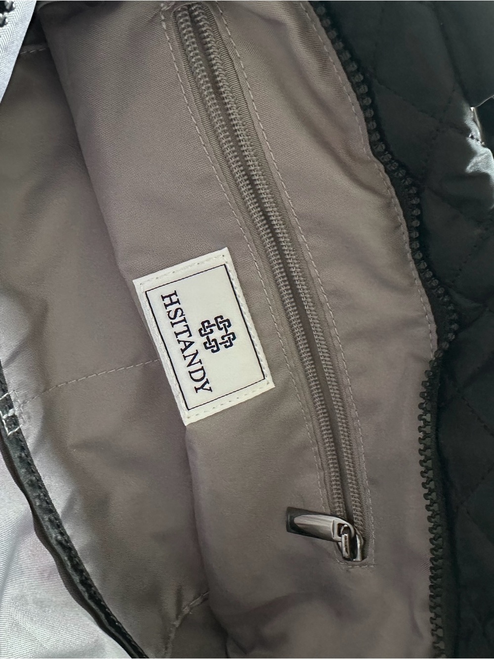 HSITANDY Quilted Bag with Jacket Interior with Gray Lining